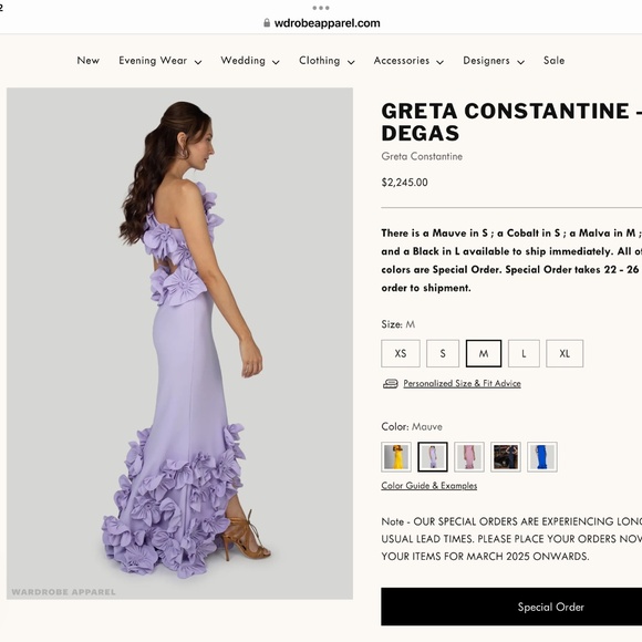 Greta Constantine designer formal gown size medium in colour Mauve - Picture 2 of 14